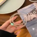 Nouveau style chinois bracelet double en perles de cristal blanc avec pendentif turquoise souvenir - Style Double Couche Petit Poisson