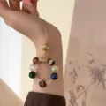 Palace style multi-treasure glass beads phone charm strap, retro gemstone accessory detail - Multicolor Colored Glaze Style