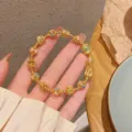 Chinese retro copper gold flower beaded bracelet luxury handmade women jewelry gift vintage style - Style 2 Six-Syllable Mantra Spacer Bead