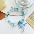 Bracelet de perles en cristal bleu bijoux faits main brillants vue détaillée pour femmes - Cristal Bleu à Gland / Bleu