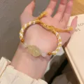 Handcrafted Woven Pixiu Bracelet Tibetan Ethnic Style Adjustable Cord Jewelry Gift - Yellow Citrine Pixiu