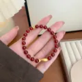 Chinese style red agate beaded bracelet with cute gold fish charm elegant jewelry gift - Red Agate Koi