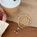Bracelet de perles double couche en citrine naturelle au charme ethnique, bijoux élégants. - Petite Lanterne