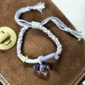 Handmade woven purple white cord bracelet with crystal gourd pendant sweet daily jewelry - Amethyst Gourd