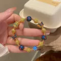 Chinese vintage style gold enamel beaded bracelet for women elegant ethnic jewelry accessory. - Style 7 Blue Beads and Blue Butterfly