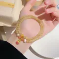 Natural citrine double layer beaded bracelet with gold gourd pendant and pearls for women - Gourd Style