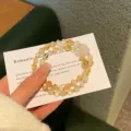 Natural yellow crystal double circle bracelet neo Chinese style delicate jewelry accessory. - White Agate Pi Xiu