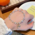 Cat eye stone bracelet with cute crystal rabbit pendant sweet student jewelry gift style - Rabbit