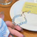 Sweet cat's eye stone beaded bracelet with rhinestone deer pendant for women and girls. - Deer
