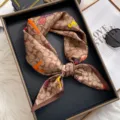Stylish 70cm printed silk square scarf for women, elegant lightweight hair band and chic shawl. - Crescent Moon Owl