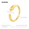 Bague goutte ouverte minimaliste en acier titane plaqué or 18k, design géométrique élégant. - Taille US 6 / Or