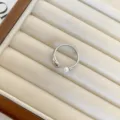 Bague ouverte minimaliste goutte perle en acier titane couleur argent accessoire mode - Taille US 6 / Bague Ouverte Perle Acier