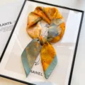 Chic 70cm silk scarf with vibrant abstract oil painting design, elegant ladies neckerchief. - Oil Painting Autumn Leaves