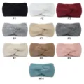 Cozy cross knitted hair band winter warm fleece headband multi color variant set options - Multicolor
