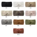 Detailed view of 10 color plush twist headbands, soft knitted fleece winter hair accessories. - Multicolor