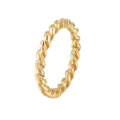 Bague corde torsadée ultra-fine minimaliste en acier titane plaqué or 18K pour femmes élégantes. - Taille 3mm / Or 14 carats / Taille 7