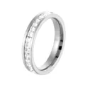 Élégant anneau de mariage en acier titane pour femmes avec des zircones cubiques. - Taille 6 / Argent