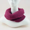 Cozy knitted infinity scarf in rich magenta, solid color warm winter snood for women. - Fuschia