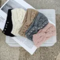 Diademas de punto acogedoras con perlas juego de cinco colores para invierno y estilo diario. - Multicolor