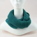 Dark green knitted infinity scarf, winter solid color warm loop scarf, soft casual - Teal