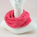 Solid color winter knitted infinity scarf, cozy warm pull-over snood for women daily wear. - Peach Pink