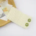 Knit ear warmer headband for women ribbed hair band with pearl buttons warm winter hair accessory - Milk White With Green Button