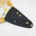 Fascia per capelli in maglia ricamata con fiori in nastro grigio scuro molto elegante - Grigio scuro