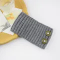 Grey knitted headband with pearl buttons, stylish ear warmer and winter hair accessory for women. - Gray