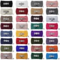 Knitted headband winter warm hair band with rhinestone flower crystal embellishments for women - Multicolor