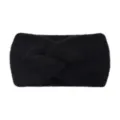 Bandeau tricoté en fausse laine noire, chauffe-oreilles chaud, bandeau croisé double couche. - Noir