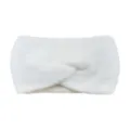 Bandeau croisé en fausse fourrure blanche, large serre-tête tricoté chaud pour femme hiver. - Blanc