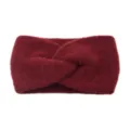 Bandeau croisé en tricot rouge vin, bandeau large en molleton pour l'hiver élégant. - Bordeaux