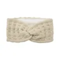 Knitted fleece-lined headband, beige winter warm twist crochet ear warmer hair band. - Beige