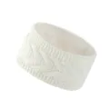 White fleece-lined cable knit headband winter warm ear warmer hair accessory for women - White