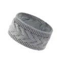 Cozy fleece-lined cable knit headband for women, winter warm ear warmer hair accessory in grey. - Light Gray