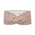 Cozy pink knit headband with plush white fleece lining for winter warmth and outdoor sports fashion style - Misty Pink