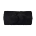 Black plush twisted headband cozy fuzzy hair band winter ear warmer knit wide hair accessory - Black