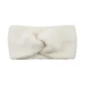 Off-white Plush Cross Headband, Soft Fuzzy Knitted Hair Band for Face Washing Spa - White