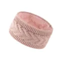 Pink fleece lined cable knit headband winter warm hair band sports face washing hair accessory - Pink