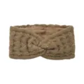 Cozy brown fleece-lined knitted headband for women, thick winter ear warmer and cold-proof accessory. - Khaki