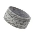 Gray fleece-lined cable knit headband, cozy winter warm hair band for sports and daily wear. - Light Gray