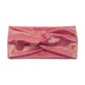 Glänzendes pinkes Twist-Stirnband für Damen, stylisches metallisches elastisches Haarband. - Rosenrosa
