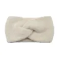 Cozy beige knit twist headband, thick fuzzy winter ear warmer hair band for women. - Apricot