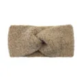 Khaki plush knitted twisted headband, wide winter hair band for daily face washing. - Khaki