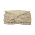 Beige Knit Ear Warmer Headband, Thick Fleece Lined Twist Winter Headband for Women - Beige