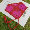 Crochet heart knit triangular hair scarf spring summer outdoor headband hair accessories - Red