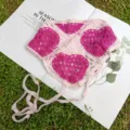 Cute Crochet Heart Triangle Headband Pink Knit Hair Scarf Summer Pastoral Headwear - Light Pink And Deep Pink / Pink