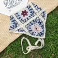 Vintage gehäkelte Blumen Haarband Boho hohles Dreieck Kopftuch für Damen Mädchen - Marineblau