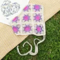 Crochet floral triangle headscarf sweet pastoral knitted hair band spring summer - Purplish Beige