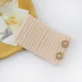 Knitted pearl button headband ear warmer winter cute hair band fashion accessory for women - Beige